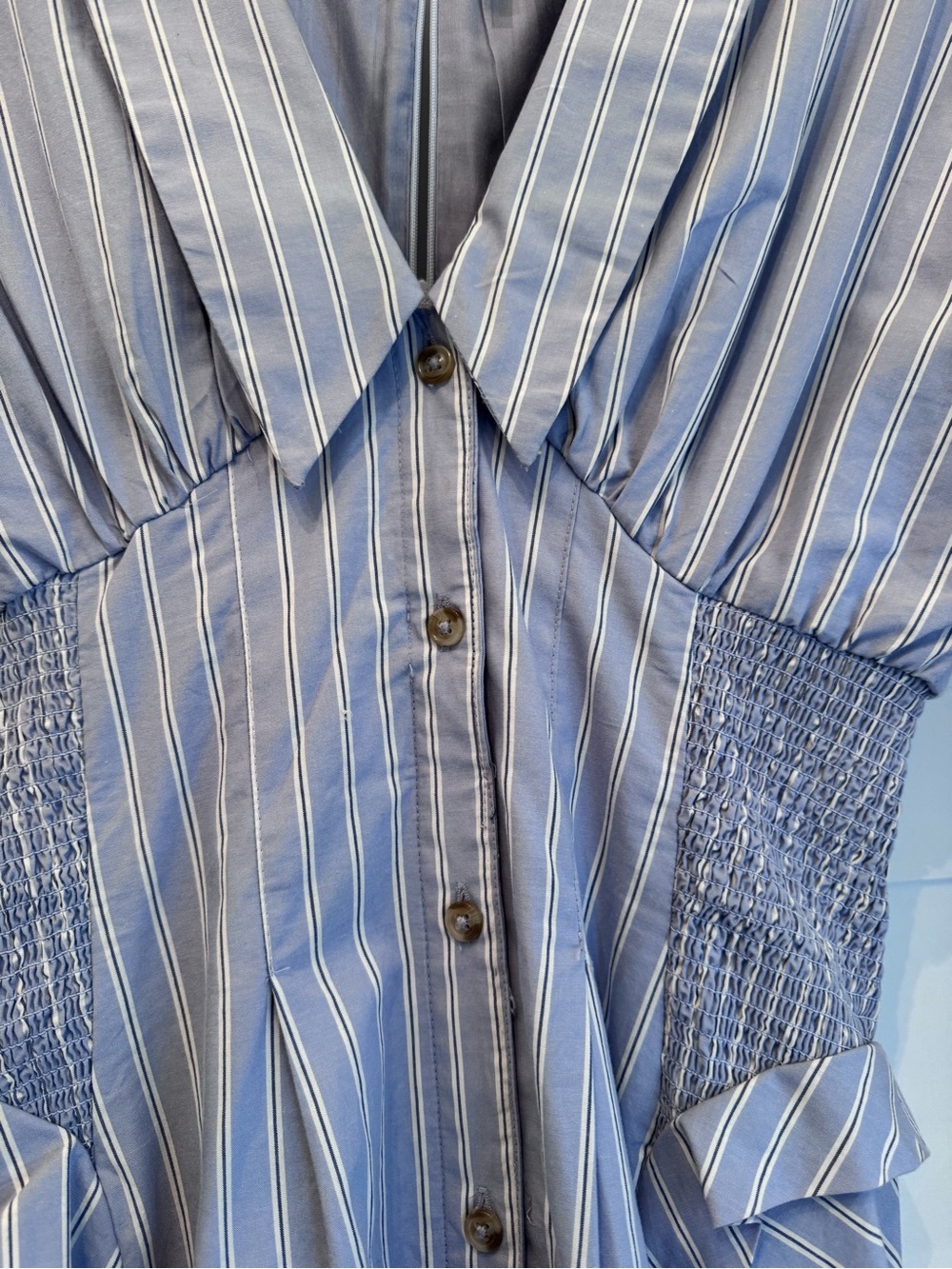 Anthropologie Light Blue and White Striped Maxi Dress - Picture 3 of 7